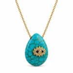 Γυναικείο Κολιέ Peebls Evil Eye Drop Gold Turquoise