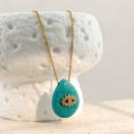 Γυναικείο Κολιέ Peebls Evil Eye Drop Gold Turquoise