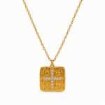 Γυναικείο Κολιέ Peebls Crystal Cross Square Gold