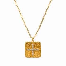 Γυναικείο Κολιέ Peebls Crystal Cross Square Gold