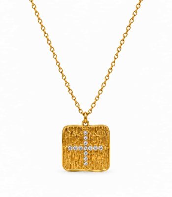 Γυναικείο Κολιέ Peebls Crystal Cross Square Gold