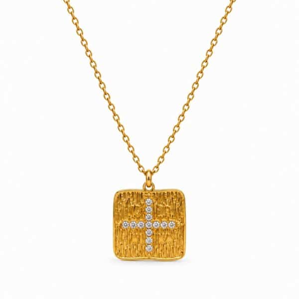 Γυναικείο Κολιέ Peebls Crystal Cross Square Gold
