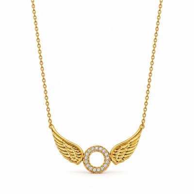 Γυναικείο Κολιέ Peebls Angel Wings Halo Gold