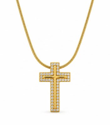 Γυναικείο Κολιέ Peebls Crystal Cross Gold