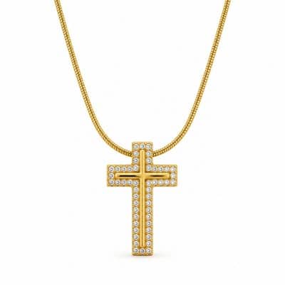 Γυναικείο Κολιέ Peebls Crystal Cross Gold