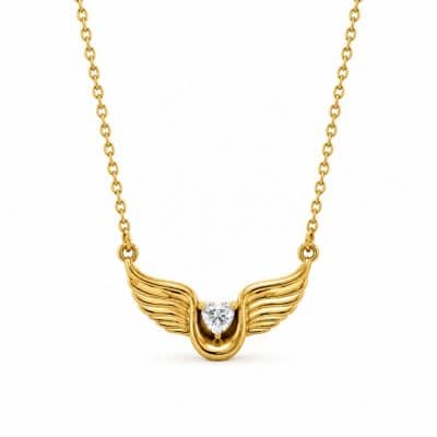 Γυναικείο Κολιέ Peebls Angel Wings Heart Gold