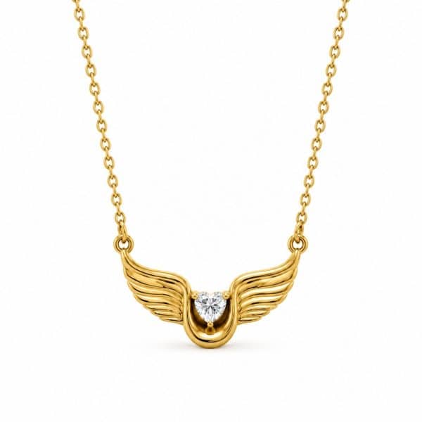 Γυναικείο Κολιέ Peebls Angel Wings Heart Gold