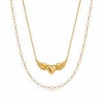 Γυναικείο Διπλό Κολιέ Peebls Angel Heart Pearls Gold