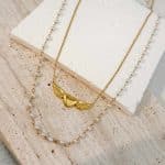 Γυναικείο Διπλό Κολιέ Peebls Angel Heart Pearls Gold
