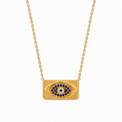 Γυναικείο Ατσάλινο Κολιέ Peebls Evil Eye Blue Gold