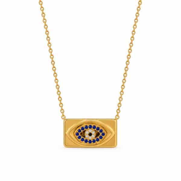 Γυναικείο Ατσάλινο Κολιέ Peebls Evil Eye Blue Gold