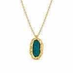 Γυναικείο Ατσάλινο Κολιέ Peebls Emerald Stone Gold