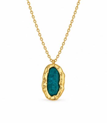 Γυναικείο Ατσάλινο Κολιέ Peebls Emerald Stone Gold