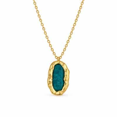Γυναικείο Ατσάλινο Κολιέ Peebls Emerald Stone Gold