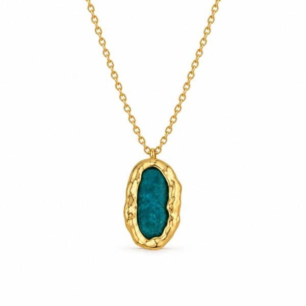 Γυναικείο Ατσάλινο Κολιέ Peebls Emerald Stone Gold