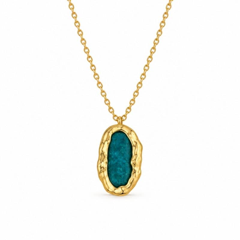 Γυναικείο Ατσάλινο Κολιέ Peebls Emerald Stone Gold