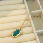 Γυναικείο Ατσάλινο Κολιέ Peebls Emerald Stone Gold