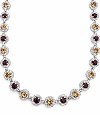 Κολιέ Peebls Chromatic Halo Burgundy Champagne Silver