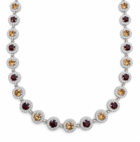 Κολιέ Peebls Chromatic Halo Burgundy Champagne Silver