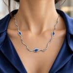 Κολιέ Peebls Radiant Wave Ocean Blue Silver
