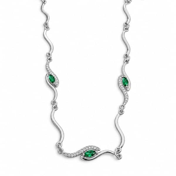 Κολιέ Peebls Radiant Wave Emerald Green Silver