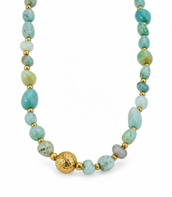 Γυναικείο Κολιέ Peebls Aqua Stone Gold