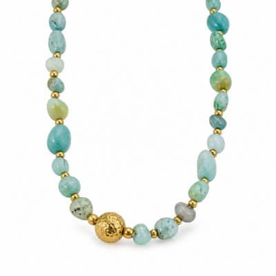Γυναικείο Κολιέ Peebls Aqua Stone Gold