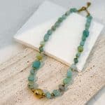 Γυναικείο Κολιέ Peebls Aqua Stone Gold