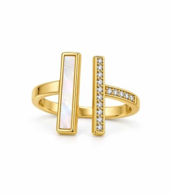 Ατσάλινο Δαχτυλίδι Peebls Pearl Shine Gold