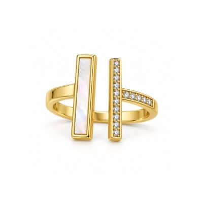 Ατσάλινο Δαχτυλίδι Peebls Pearl Shine Gold