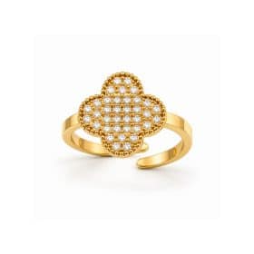 Ατσάλινο Δαχτυλίδι Peebls Clover Sparkle Gold