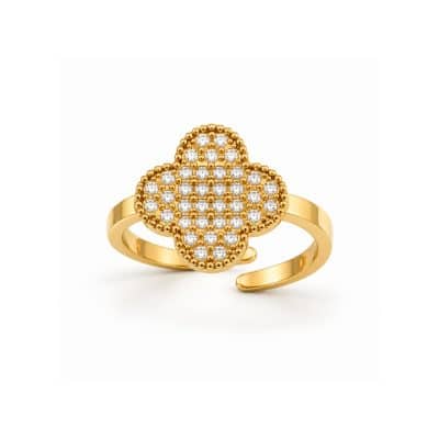 Ατσάλινο Δαχτυλίδι Peebls Clover Sparkle Gold