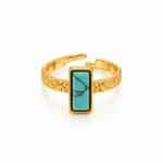 Ατσάλινο Δαχτυλίδι Peebls Turquoise Line Gold