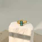 Ατσάλινο Δαχτυλίδι Peebls Turquoise Line Gold