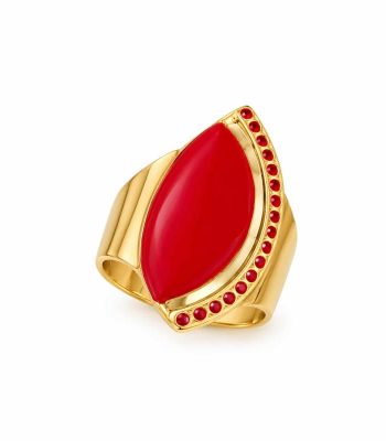 Ατσάλινο Δαχτυλίδι Peebls Red Flame Gold