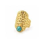Ατσάλινο Δαχτυλίδι Peebls Turquoise Texture Gold