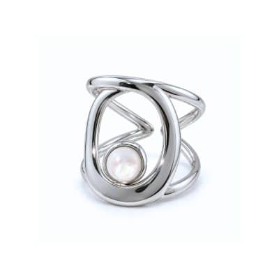 Ατσάλινο Δαχτυλίδι Peebls Pearl Orbit Silver