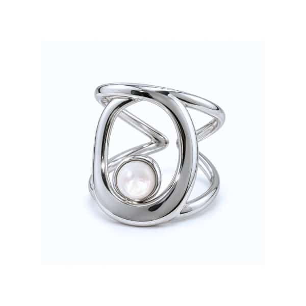 Ατσάλινο Δαχτυλίδι Peebls Pearl Orbit Silver