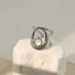 Ατσάλινο Δαχτυλίδι Peebls Pearl Orbit Silver