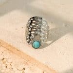 Ατσάλινο Δαχτυλίδι Peebls Turquoise Texture Silver