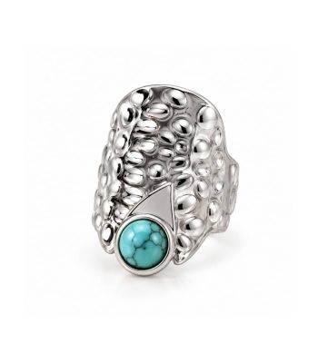 Ατσάλινο Δαχτυλίδι Peebls Turquoise Texture Silver